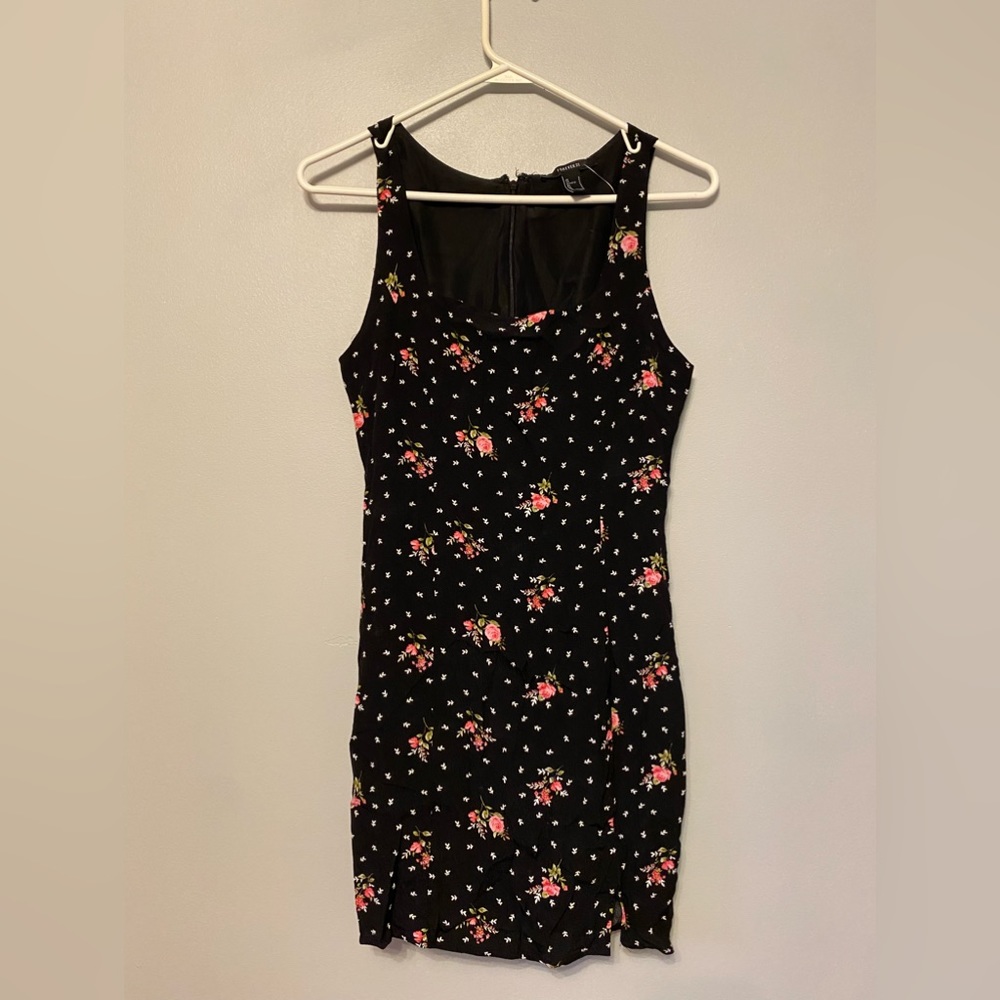 Forever 21 Black floral dress with slit